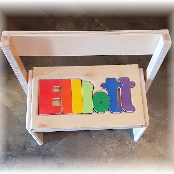 FLIP Name Puzzle Stool ("FREE" Shipping)