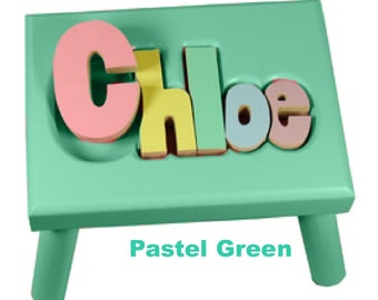 Pastel Green Name Puzzle Stools ("FREE" Shipping)
