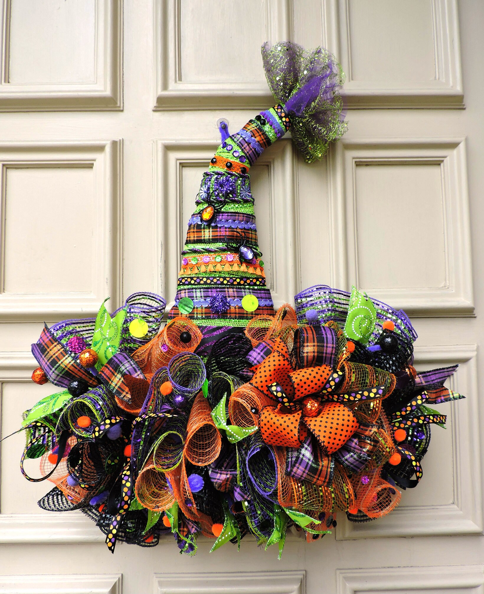 Halloween Witch Hat Door Wreath Autumn 