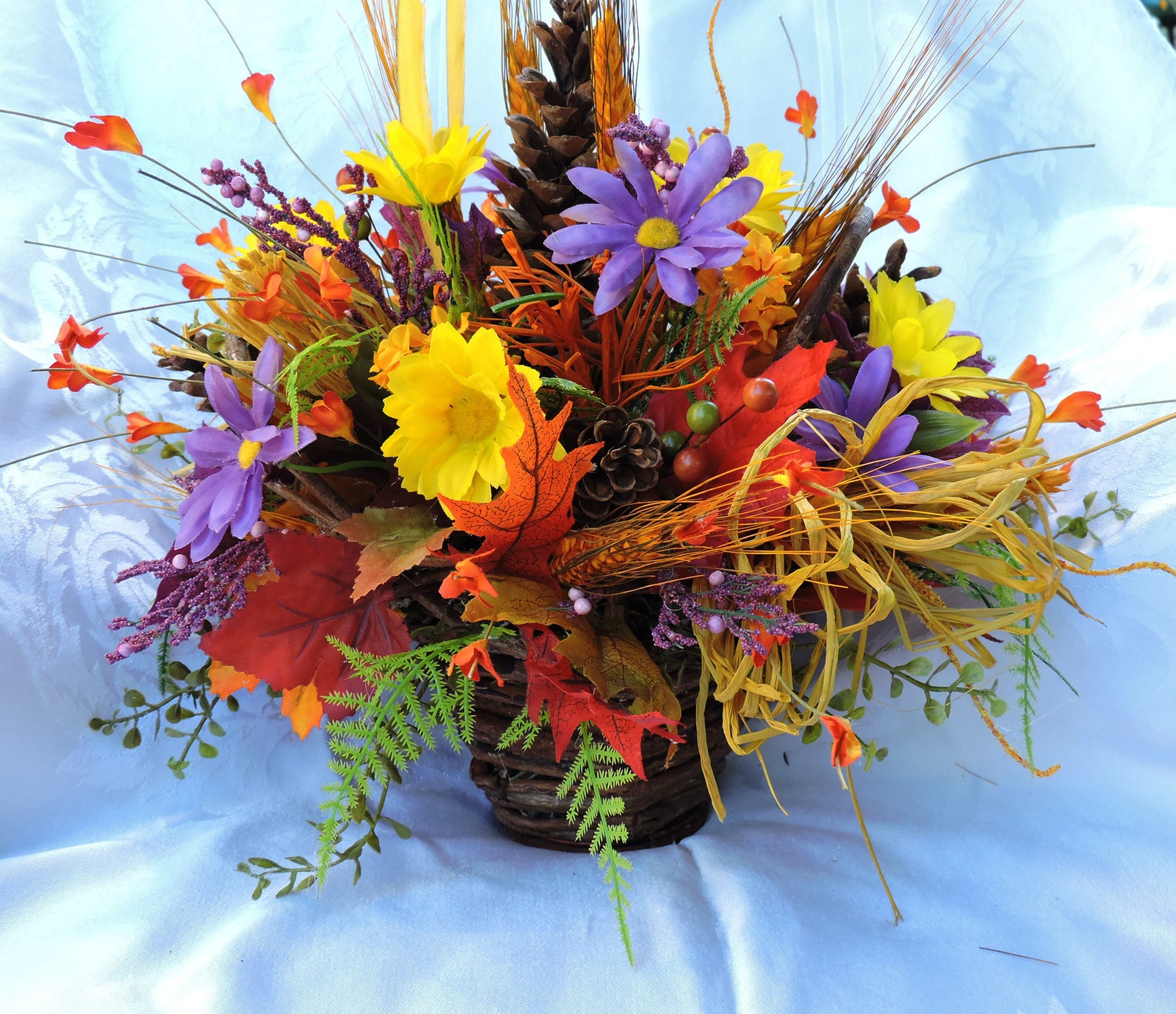 Rustic Basket Fall Arrangement Floral Bouquet Fall - Etsy
