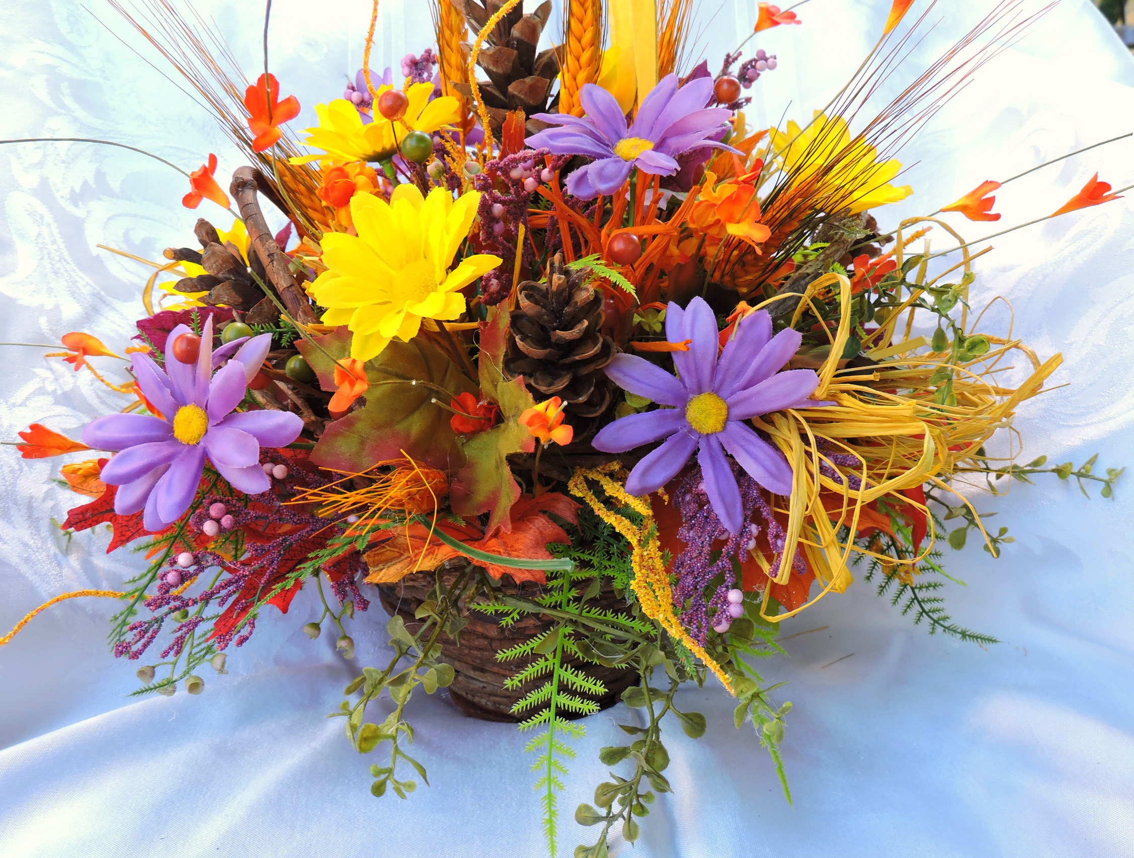 Rustic Basket Fall Arrangement Floral Bouquet Fall - Etsy