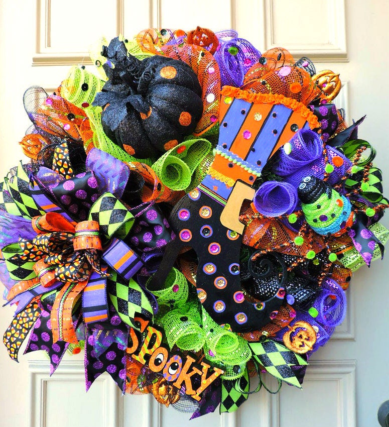 Halloween Wreath for front door Halloween Door Decor | Etsy