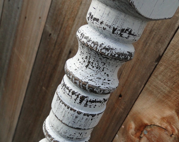 Tall Floor Candle Holder Repurposed Wood Rustic Romantic Shabby Chic