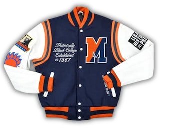 Morgan State Varsity Jacket Handmade Navy Letterman Graduation Gift with Leather Sleeves - All Sizes