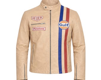 Steve Mcqueen Le Mans Gulf Racing Jacket – Handmade Real Leather