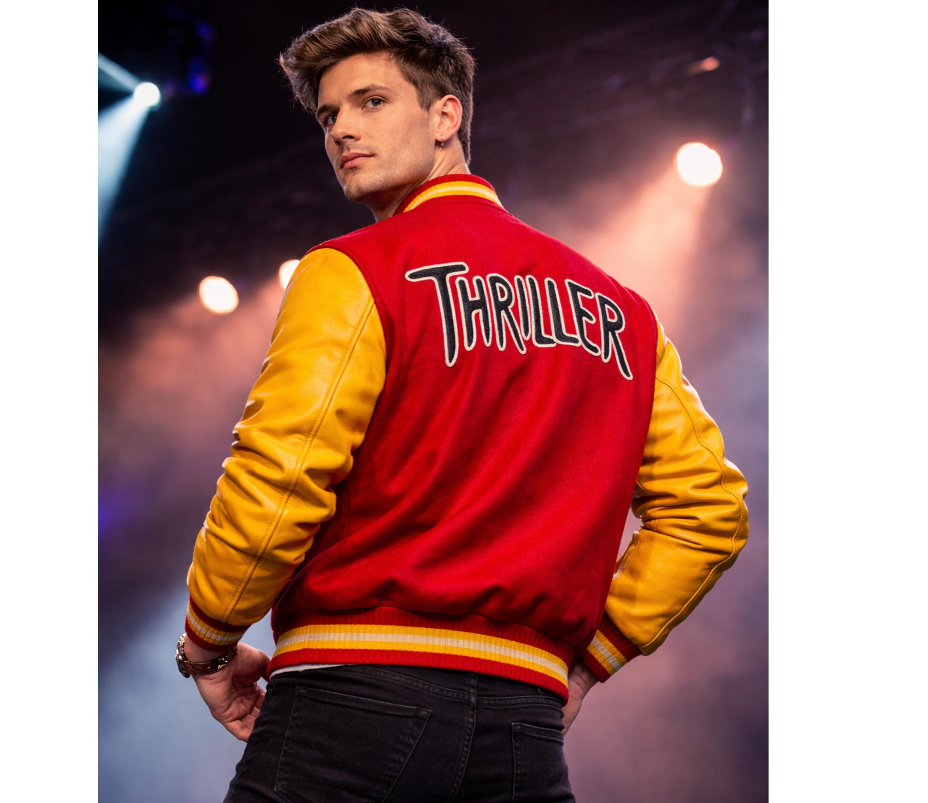 MJ Thriller Varsity Jacket Letterman – Michael Jackson Red Bomber