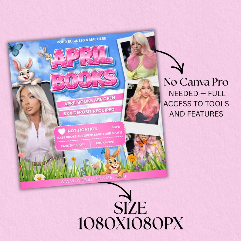 April Booking Flyer DIY Template, Customizable April Flyer, DIY Canva ...