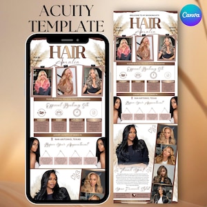 Modelo de agendamento Acuity para banners de sites de cabelo, cílios, unhas e maquiagem (download digital) | Modelo de agenda de disponibilidade para storyboards no Canva