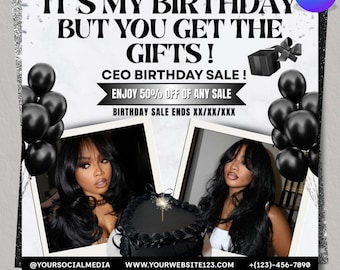 CEO Birthday Party Flyer, CEO Birthday Sale Flyer, CEO Birthday Special Flyer, Hair Stylist, Lash Tech, Nail Tech, Canva Editable