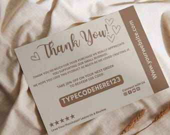 Bedankkaart voor kleine bedrijven: bewerkbare canvassjabloon | Bijsluiter klantwaardering