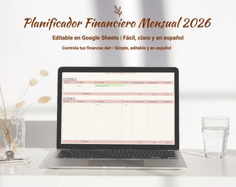Monthly Financial Planner in Google Sheets | Budgeting and Expense Tracking | Editable in Spanish