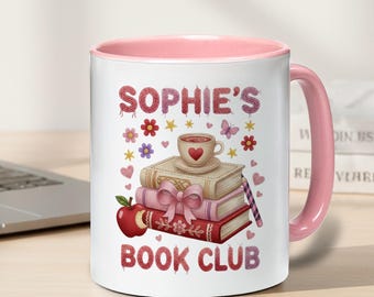 Taza personalizada para club de lectura, taza de café con nombre personalizado, regalo para amantes de los libros, taza de lectura, regalo para amantes de los libros, taza para ratones de biblioteca