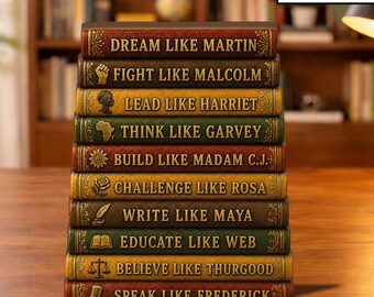Black History Month Wooden Block, Inspirational Book Stack Shelf Decor, African American Heritage Keepsake, Black Culture Desk Decor Gift