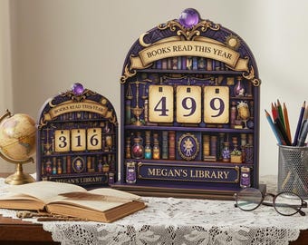 Books Read This Year Tracker, Fantasy Library Decor, Personalized Reading Counter, Witchy Bookshelf Sign,Custom Reader Gift,Book Lover Decor