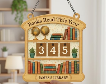 Rastreador de libros leídos este año, letrero personalizado para rastrear libros, rastreador de lectura personalizado, regalo de decoración de biblioteca, regalo para amantes de los libros, decoración de pared para lectores