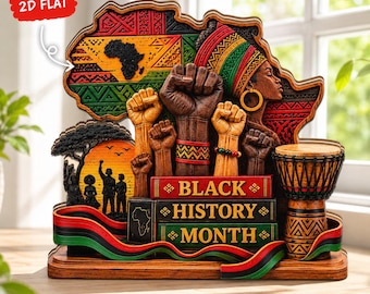 Black History Month Wooden Block, Juneteenth Sign Decor for Home, African American Culture Gift, Freedom Day Shelf Decor, Empowerment Gift