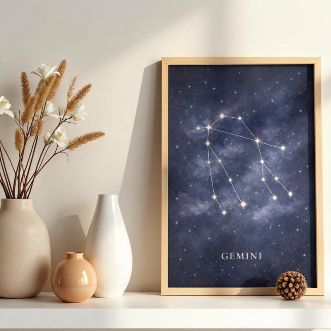 Gemini Constellation Art Print, Celestial Zodiac Astrology (digital ...