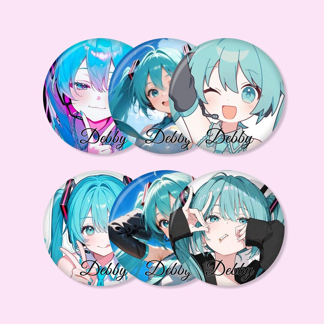 Set De 2 Pins Hatsune Miku | Broches Metálicos Coleccionables De Miku Blue, Con Clip De Seguridad, Para Fans