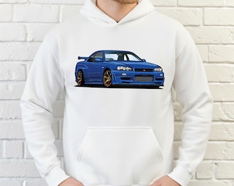 Nissan Skyline R34 Hoodie – JDM GT-R Car Hoodie, Japanese Streetwear, Gift for Car Lovers