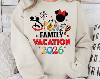 Disney Family Vacation 2026 Sweatshirt, Matching Family Trip Crewneck, Mickey Minnie Inspired, Unisex Disney Sweat