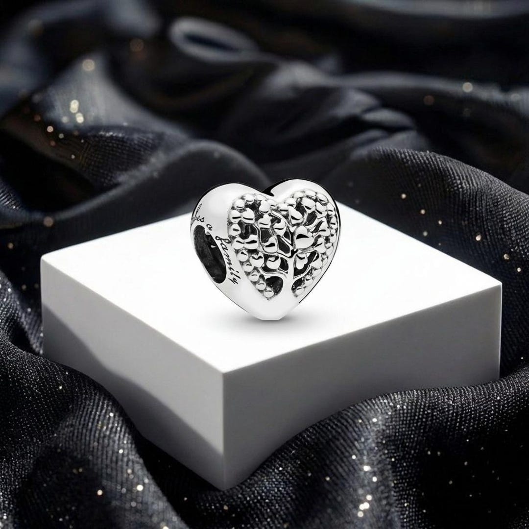 Family Tree Heart Charm, Sterling Silver Affordable Handmade ...