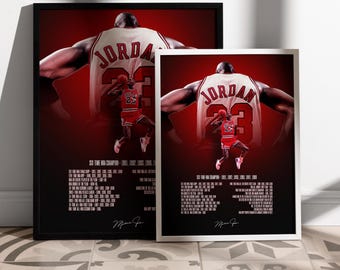 Póster digital de Michael Jordan / Arte mural de leyenda de la NBA / Arte imprimible de ícono del baloncesto / Decoración para salas deportivas y oficinas