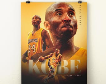 Kobe Bryant Poster | Lakers Basketball Wall Art | NBA Legend Mamba Mentality Print | Instant Download