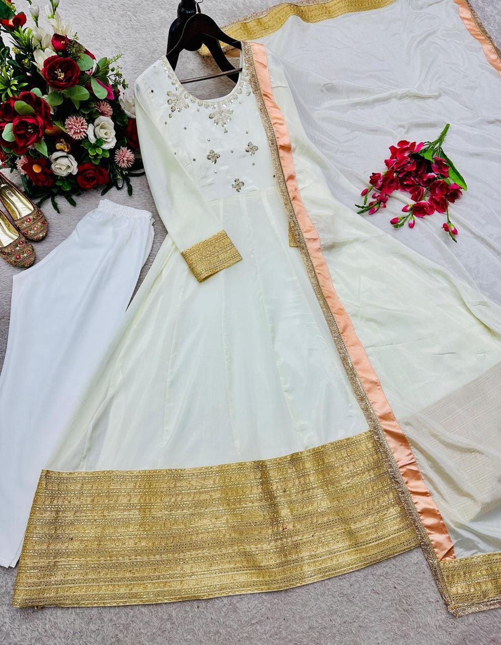 Golden Anarkali - Etsy UK
