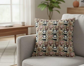 3D Digital Gedruckte Wabe Stoff Kissenbezug Bär Panda Muster 40 x 40 cm