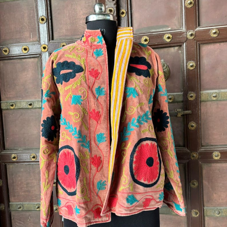 Bohemian Coat, Velvet Boho, Artisan Jacket, Ethnic Jacket, Persian Vest, Unique Womens Jackets, Velvet Suzani Embroidered Jacket, Bohemian Jacket Women, Bohemian Mosaic Coat, Long Boho Embodied Jacket, Bohemian Embroidered Jacket, Boho Jackets, Boho Chic Jacket, Ethnic Coat, Suzani Velvet Long, Velvet Short Coat, Eclectic Long Coat, Art Coat, Boho Winter Jackets, Art to Wear Coat, Embroidered Festival Jacket, Boho Outerwear, Decorative Jacket