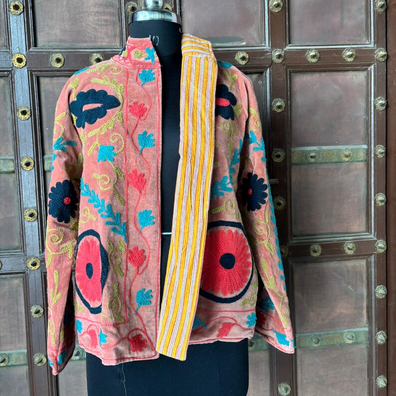 Bohemian Coat, Velvet Boho, Artisan Jacket, Ethnic Jacket, Persian Vest, Unique Womens Jackets, Velvet Suzani Embroidered Jacket, Bohemian Jacket Women, Bohemian Mosaic Coat, Long Boho Embodied Jacket, Bohemian Embroidered Jacket, Boho Jackets, Boho Chic Jacket, Ethnic Coat, Suzani Velvet Long, Velvet Short Coat, Eclectic Long Coat, Art Coat, Boho Winter Jackets, Art to Wear Coat, Embroidered Festival Jacket, Boho Outerwear, Decorative Jacket