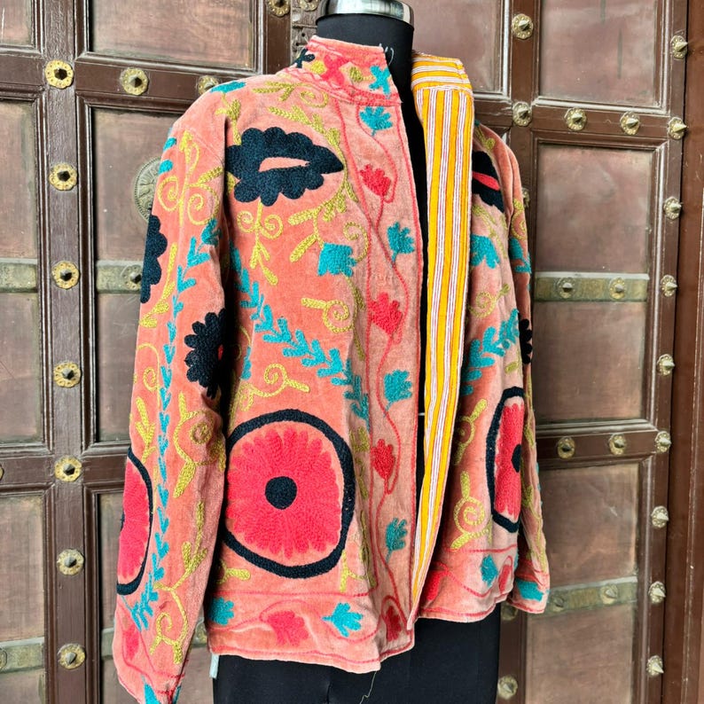 Bohemian Coat, Velvet Boho, Artisan Jacket, Ethnic Jacket, Persian Vest, Unique Womens Jackets, Velvet Suzani Embroidered Jacket, Bohemian Jacket Women, Bohemian Mosaic Coat, Long Boho Embodied Jacket, Bohemian Embroidered Jacket, Boho Jackets, Boho Chic Jacket, Ethnic Coat, Suzani Velvet Long, Velvet Short Coat, Eclectic Long Coat, Art Coat, Boho Winter Jackets, Art to Wear Coat, Embroidered Festival Jacket, Boho Outerwear, Decorative Jacket