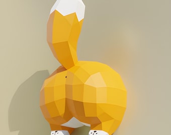 3D Papercraft Funny Fox Butt Digital Template - Pdf Svg Dxf | Cucul Renard | DIY