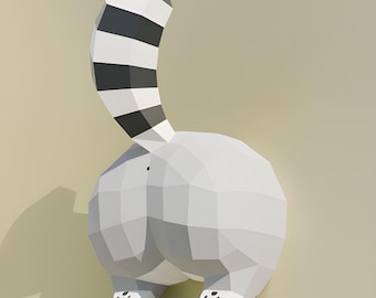 3D Papercraft Funny Raccoon Butt Digital Template - Pdf Svg Dxf | Cucul Raton | DIY