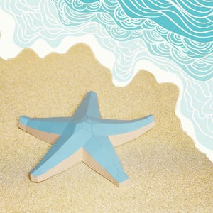 3D Papercraft Starfish digitale sjabloon - pdf-svg dxf downloaden | Stranddecoratie | DIY-papieren model