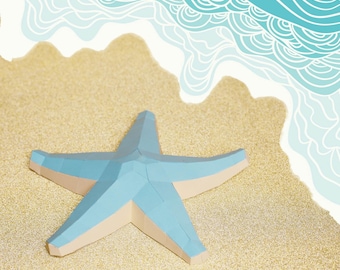 3D Papercraft Starfish Digital Template - Pdf Svg Dxf Download | Beach Decor | DIY Paper Model