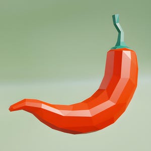 Sjabloon voor een papieren chilipeper met weinig polygonen – Gigantische wanddecoratie (PDF, SVG, DXF)