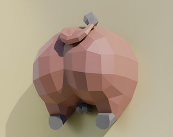 3D Papercraft Funny Bull Butt Digital Template - Pdf Svg Dxf | Cucul Toro | DIY