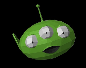 Low-Poly Three-Eyed Alien Papercraft Template – Sci-Fi Wall Decor (PDF, SVG, DXF)