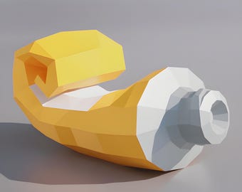 Low-Poly Crushed Tube Papercraft Template – Quirky Pop Art Desk Sculpture (PDF, SVG, DXF)