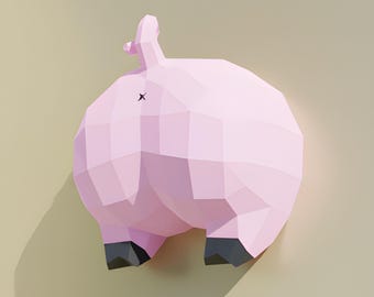 3D Papercraft Funny Pig Butt Digital Template - Pdf Svg Dxf | Cucul Cochon | DIY