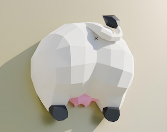3D Papercraft Funny Cow Butt Digital Template - Pdf Svg Dxf | Cucul Vache | DIY