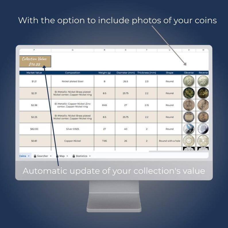 Coin Collection Tracker | Spreadsheet Template | Google Sheets - Etsy