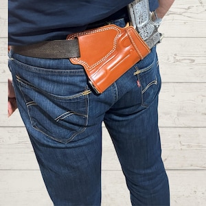 Funda Colt SOB 1911 hecha a mano, pequeña de cuero, 5" Government, grabado personalizado