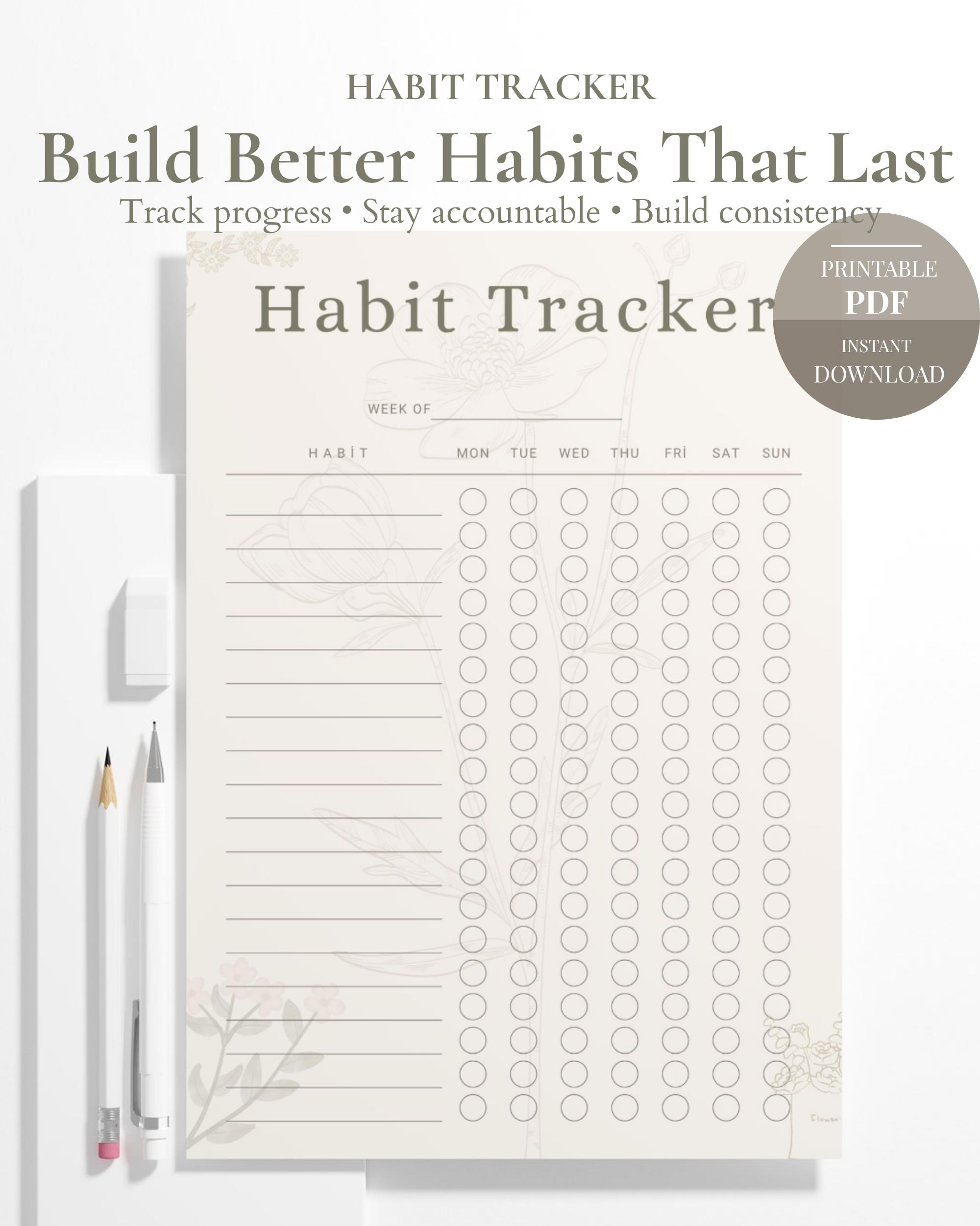Minimal Floral Habit Tracker Printable – Letter Size (digital PDF) - Etsy