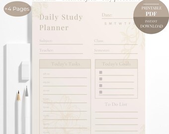 Daily Study Planner Printable | Focused Study Sheet (Digital Download)