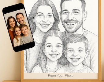 Custom Family Portrait • Detailed Fine Line Art (Digital or Framed)