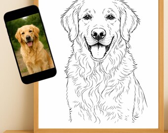 Custom Minimalist Pet Portrait from Photo • Line Art Dog or Cat Drawing