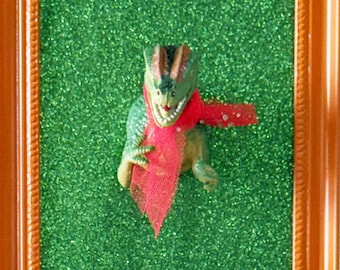Dino Dandy Framed Dinosaur Art – Mixed Media Glitter Wall Decor