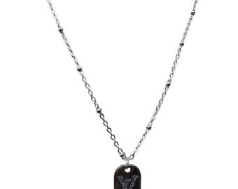 Upcycled Reimagined Silver Tag Pendant Necklace